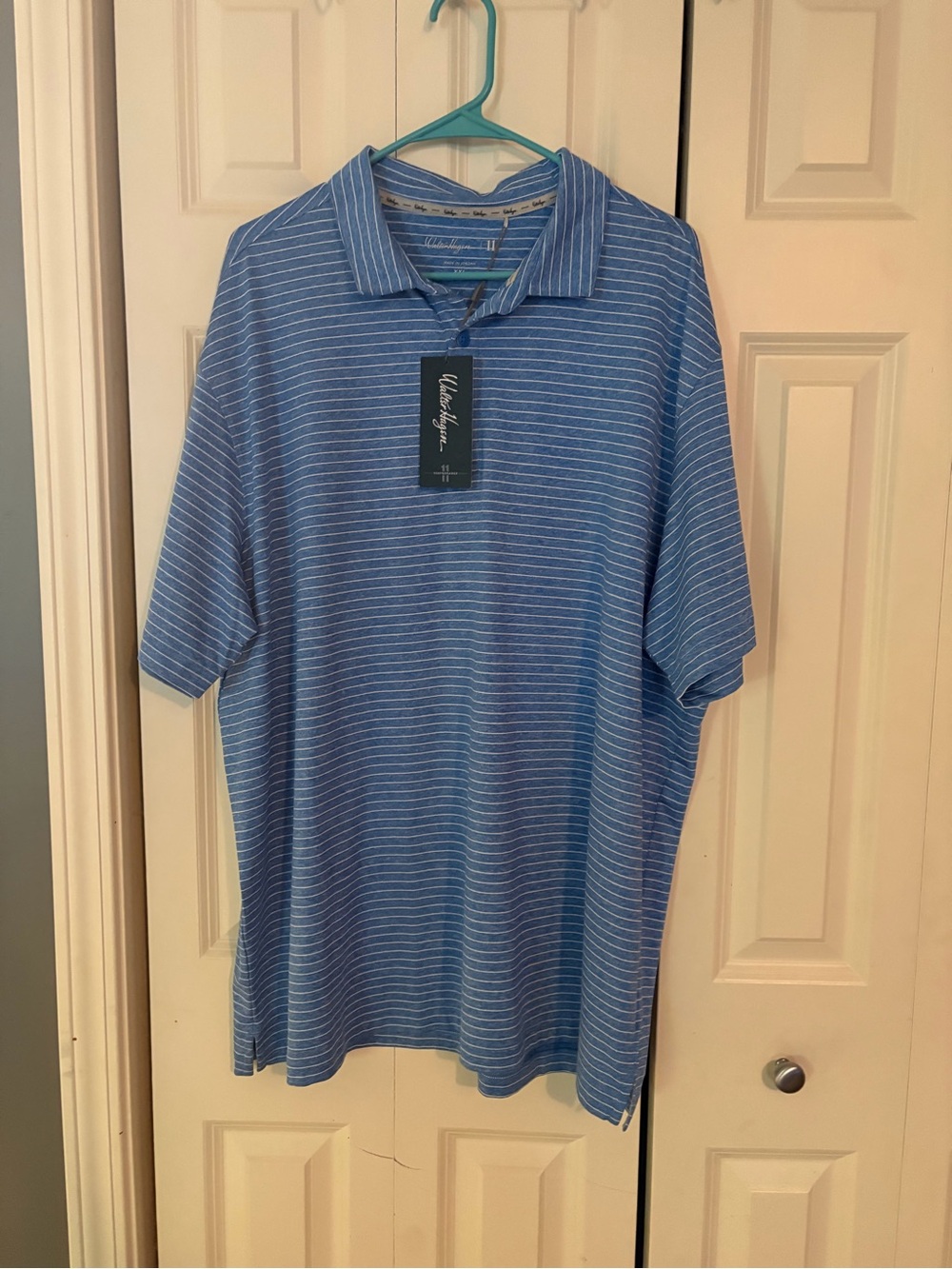 Walter Hagen Men’s Blue Striped Polo Shirt- NWT - XXL